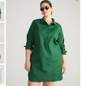 Universal Standard Green Shirt Dress Poplin Cotton